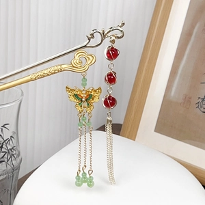New Chinese style hairpins with butterfly tassels and beads for traditional hairstyles