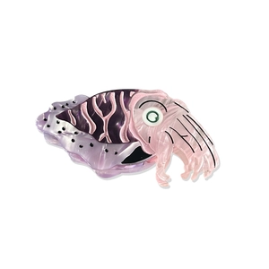 Nautical cuttlefish hair claw clip made of pink marble acetate for elegant hairstyling