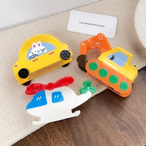 Cartoon Helicopter Excavator Car Shaped Hair Claw Clip Acrylic Animal Pattern Shark Clip For Kids Girls Hair Styling Accessory