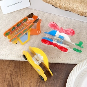 Cute car and helicopter hair claws made of colorful acetate for women's creative styling