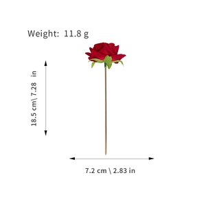 Elegant red rose hair pin with rhinestones and gold stem for vintage hair styling