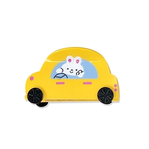 Creative yellow cartoon car hair claw clip with cute rabbit design for women