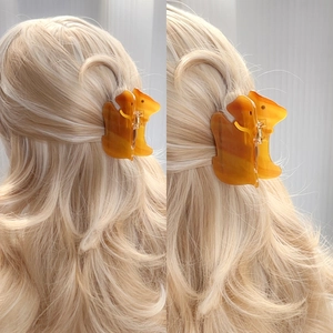 Pince à cheveux mignonne en forme de chien ambré pour chignon élégant de style coréen