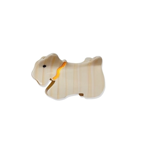 Pince à cheveux chien en acétate avec texture marbrée crème pour coiffure femme