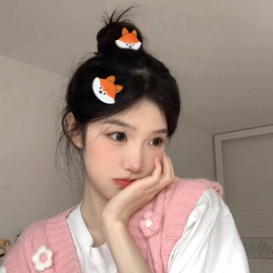 Cute cartoon fox hair clips set made of acetate for women and girls daily styling
