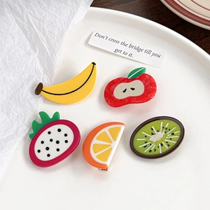Cute Acetate Fruit Hair Clip For Women Apple Banana Orange Shape Duckbill Clip Colorful Sweet Bangs Hairpin Girls Hair Accessories