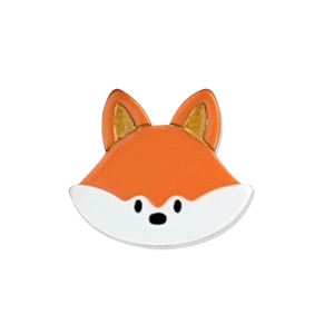 Cute cartoon fox enamel brooch pin in bright orange and white colors for fashion bags