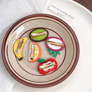 Chic cellulose acetate fruit-shaped hair clips including apple and orange for women