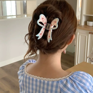Zomer Nieuwe Dopamine Strik Acryl Haarklemmen Zoete Meisjes Vlinderpatroon Achterhoofd Haarspelden Voor Dames Haaraccessoires