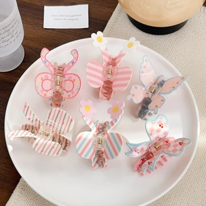 Kleurrijke acryl vlinder haarklemmen met madeliefjes in zoete macaron-kleuren