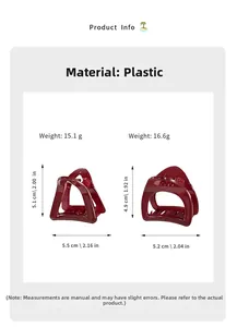 Spécifications de taille et poids pour petites pinces à cheveux triangulaires bordeaux