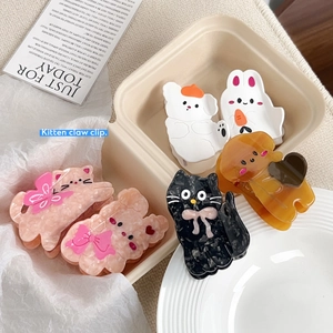 Pince à Cheveux en Acétate Animal de Dessin Animé Mignon Chat Lapin Chien Nœud Cœur Accessoires de Coiffure Style Coréen Doux