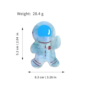 Cute astronaut acetate hair claw clip with blue marble texture for stylish hair styling