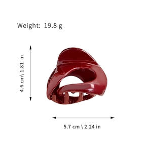 Minimalist burgundy pumpkin hair claw clip for ponytail styling, 5.7cm resin hair clamp
