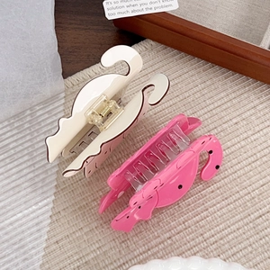 Pinces à cheveux mignonnes en forme de cygne avec pois noirs en beige et rose vif