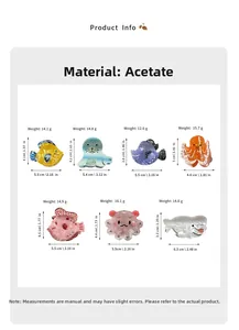Tableau des tailles pour pinces à cheveux en acétate avec motifs animaux marins