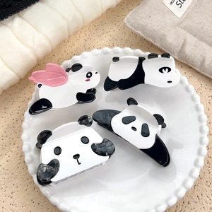 Set di simpatiche pinze per capelli a forma di panda in acetato lucido da donna