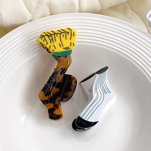 Creative broom and sock shaped acetate hair claws in high-quality glossy finish