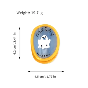 Funny Halloween blue acetate oval hair claw clip with a cute white ghost pattern