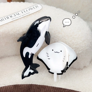 Creative Acetate Marine Life Hair Claw Clip Cute Killer Whale Orca Manta Ray Shape Hair Accessories For Women Girls