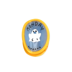 Funny Halloween blue ghost hair claw clip with Monday text design for women
