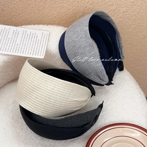 Vintage Knitted Ribbed Widened Headband For Women Non-slip Hairband Elevated Cranial Top Height Solid Color Hair Accessories