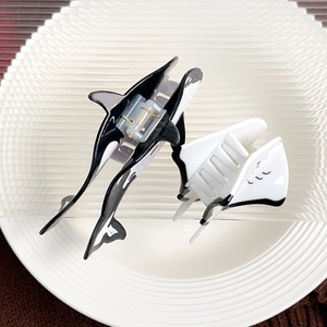 Blue whale and manta ray acetate hair claw clips for elegant ocean-themed styling