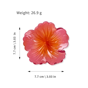 Pink and orange tropical flower hair claw clip with 7.7cm size and 26.9g weight