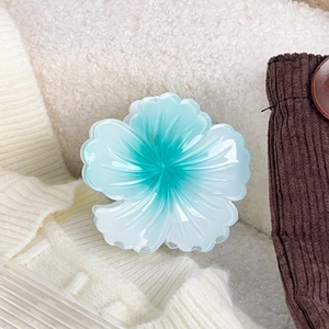 Pince à cheveux fleur avec dégradé bleu en résine pour coiffures d'été élégantes
