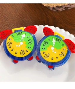 Close-up of creative clock-shaped acetate hair claws in vibrant multi-color designs