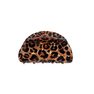 Classic large leopard print hair claw clip for women with premium glossy resin finish