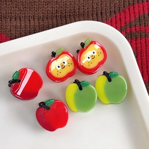 Cute apple-shaped acetate hair clips for children in a vibrant six-piece set