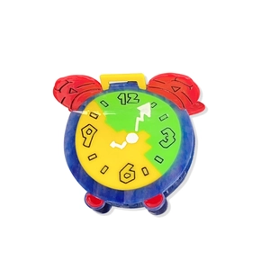 Colorful acetate hair claw clip in a cute alarm clock shape for women's hairstyles