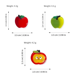 Size chart for cute red apple hair clips showing weight and dimensions for kids