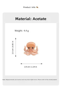 Detailed product info for pink octopus acetate hair claw with size and weight measurements