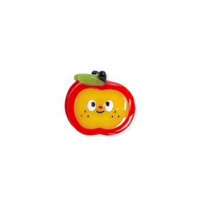 Cute red apple acetate hair clip for girls featuring a cartoon smiley face design