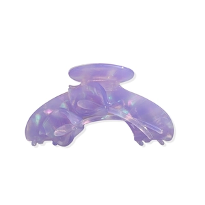 Elegant french tulip acetate shark hair claw clip in iridescent purple finish