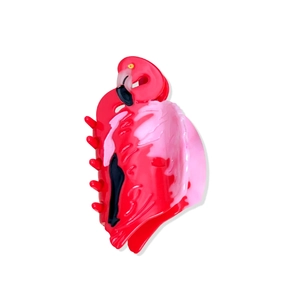 Flamingo hair claw clip in vibrant red and pink acetate for colorful hair styling