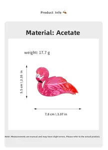 Detailed view of the flamingo acetate hair claw showing marble texture and dimensions