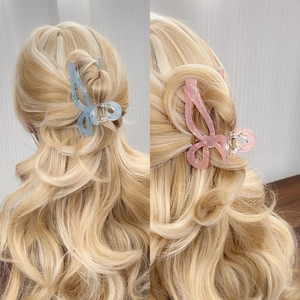 Pinces à cheveux papillon élégantes aux couleurs gelée rose et bleue pour coiffure