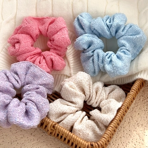 Elegant Tweed Fabric Scrunchie High Elasticity Ponytail Holder Fashion Hair Tie For Women Girls Daily Hair Accessories