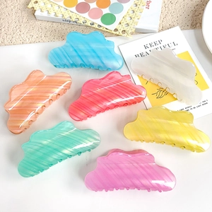 Pinces à cheveux en forme de nuage en acétate avec texture marbrée rayée en sept couleurs