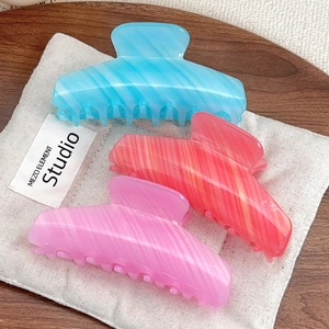 French Style Striped Acrylic Hair Claw Clip Elegant Large Shark Clip Accessory Handmade Decorative Hairpin For Women