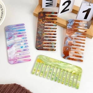 Elegant marble pattern acetate wide tooth hair combs in four assorted colors