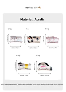 Detailed size guide for acrylic cartoon dog hair claws with weight and dimensions