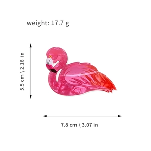 Pink flamingo acrylic hair claw clip with marble texture and dimensions 7.8cm by 5.5cm