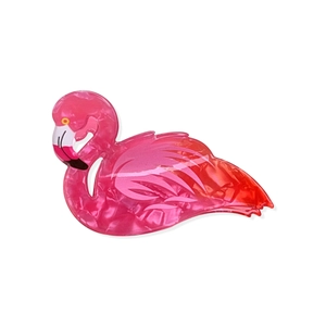 Acrylic flamingo hair claw clip in pink and red marble design for women hair styling
