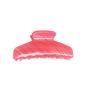 Elegant French-style pink striped claw clip made of premium resin hair accessory