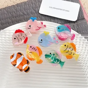 Cute Mini Acetate Ocean Animal Hair Claw Clips Whale Clownfish Tropical Fish Small Decorative Hair Pins For Women Girls