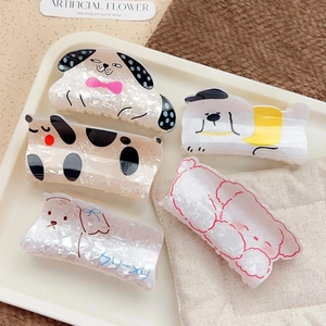 Cute Cartoon Dog Hair Claw Clip Acetate Artificial Pearl Texture Shark Clip Hair Accessory For Women Girls Daily Styling